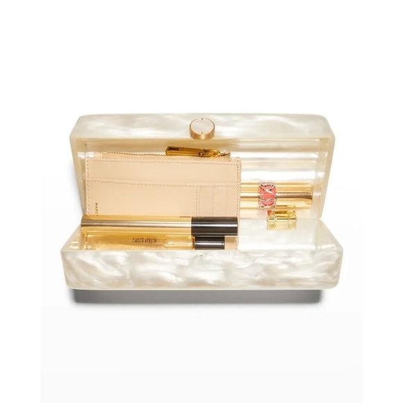 Cult Gaia Enid Textured Acrylic Clutch Bag in Ivory New Womens Purse - Picture 15 of 17